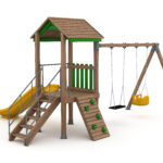 Complex joaca din lemn cu leagane si tobogan Cod: MP45A